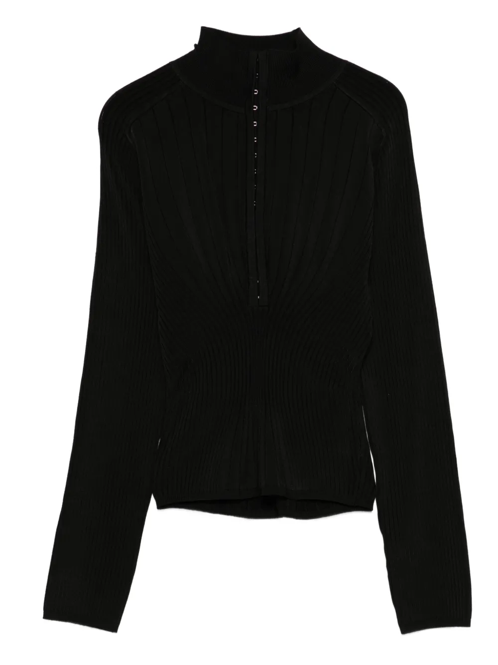 

Свитер в рубчик с воротником-стойкой Mugler, черный