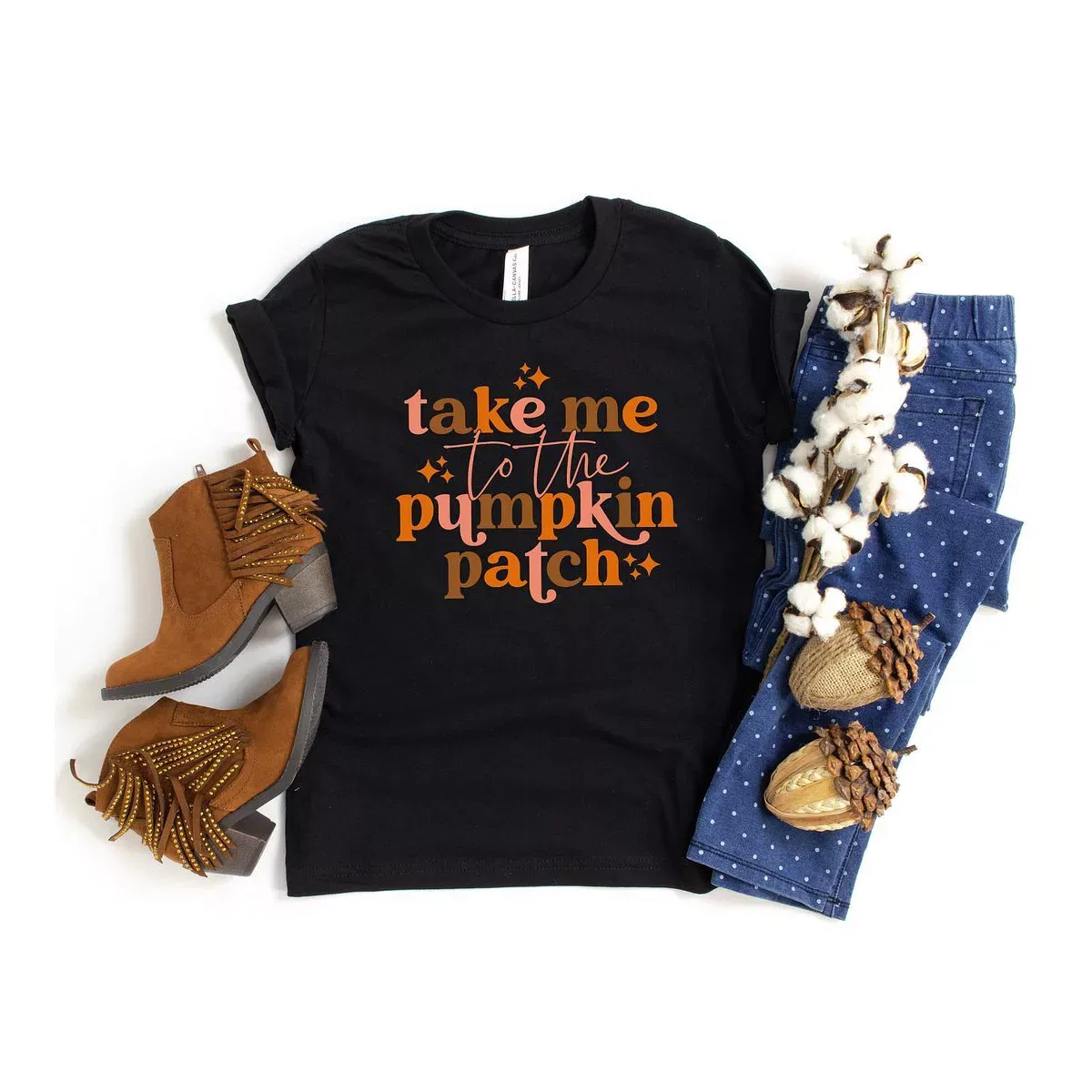 Детская футболка с принтом Pumpkin Patch Stars The Juniper Shop, Cream — фото 2