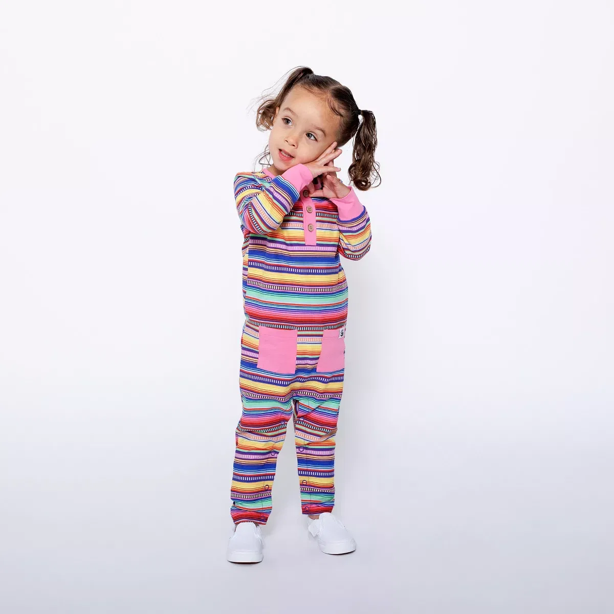 Детский комбинезон для девочек с длинным рукавом Mixed Up Clothing, Multicolor Stripe — фото 3