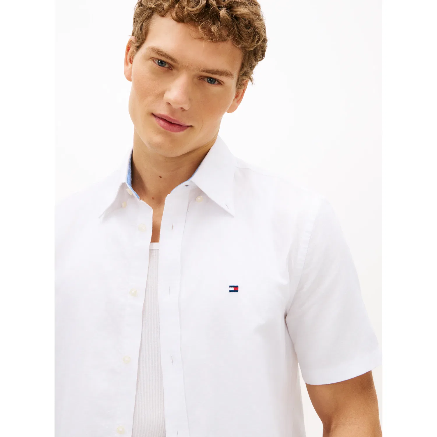 Мужская повседневная рубашка с коротким рукавом Tommy Hilfiger, White — фото 2