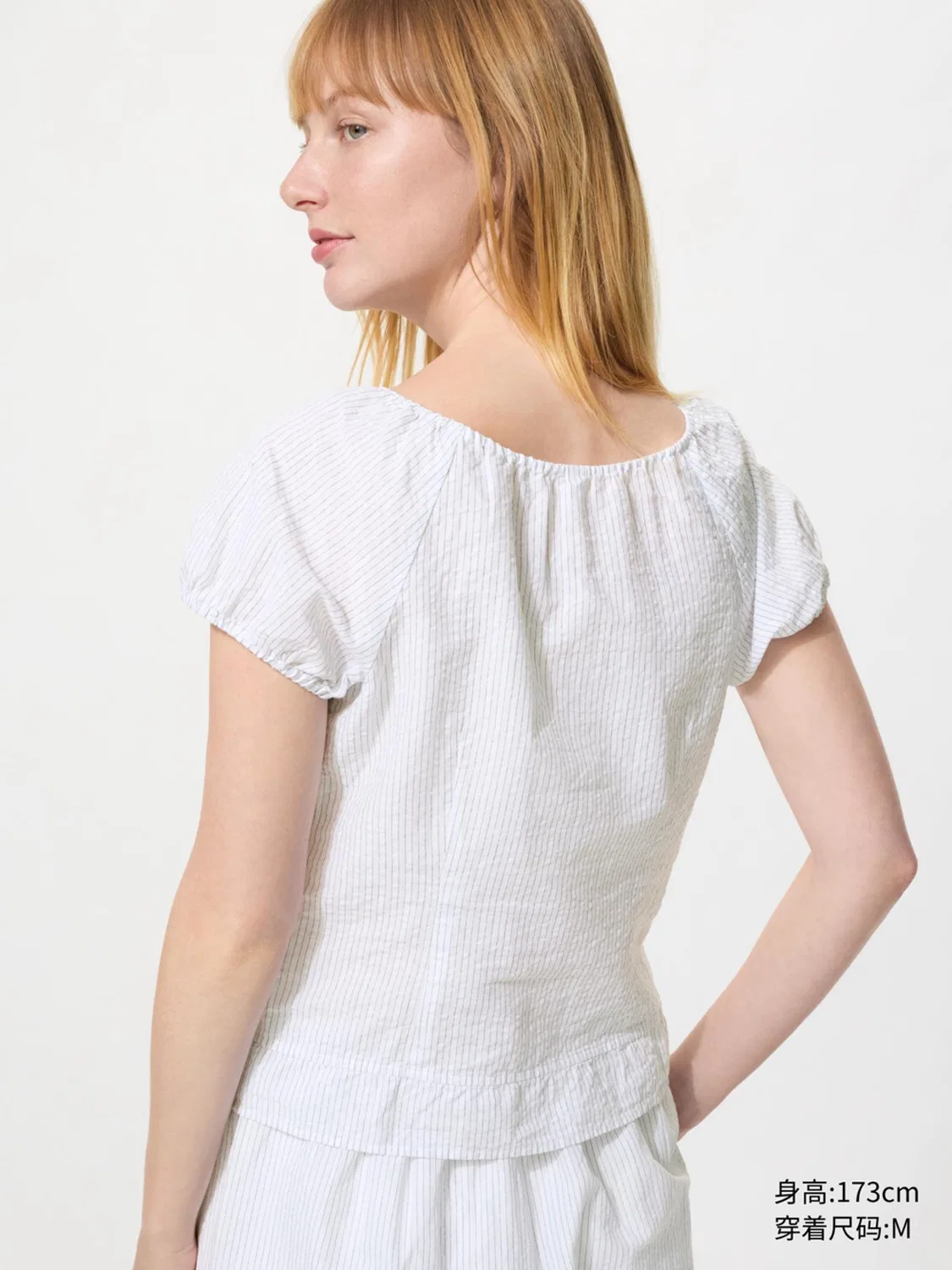 Блузка с коротким рукавом из смесового льна Uniqlo, черный — фото 3