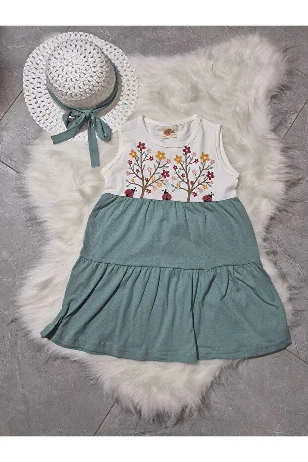 Детское платье для девочек с принтом Moda, Turquoise — фото 2