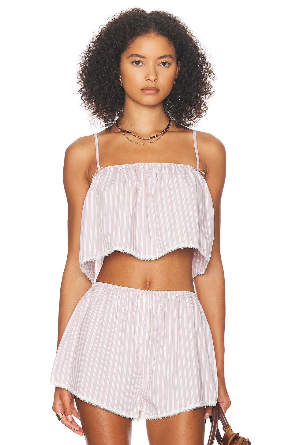 

Майка из поплина в широкую полоску Helsa, цвет Mauve Stripe