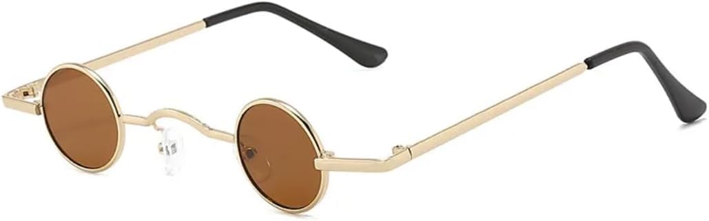 

Солнцезащитные очки с защитой от УФ-излучения UV400 | Маленькая металлическая круглая оправа | для женщин и мужчин | для занятий спортом на открытом воздухе и вождения DSVIGF, Gold-brown
