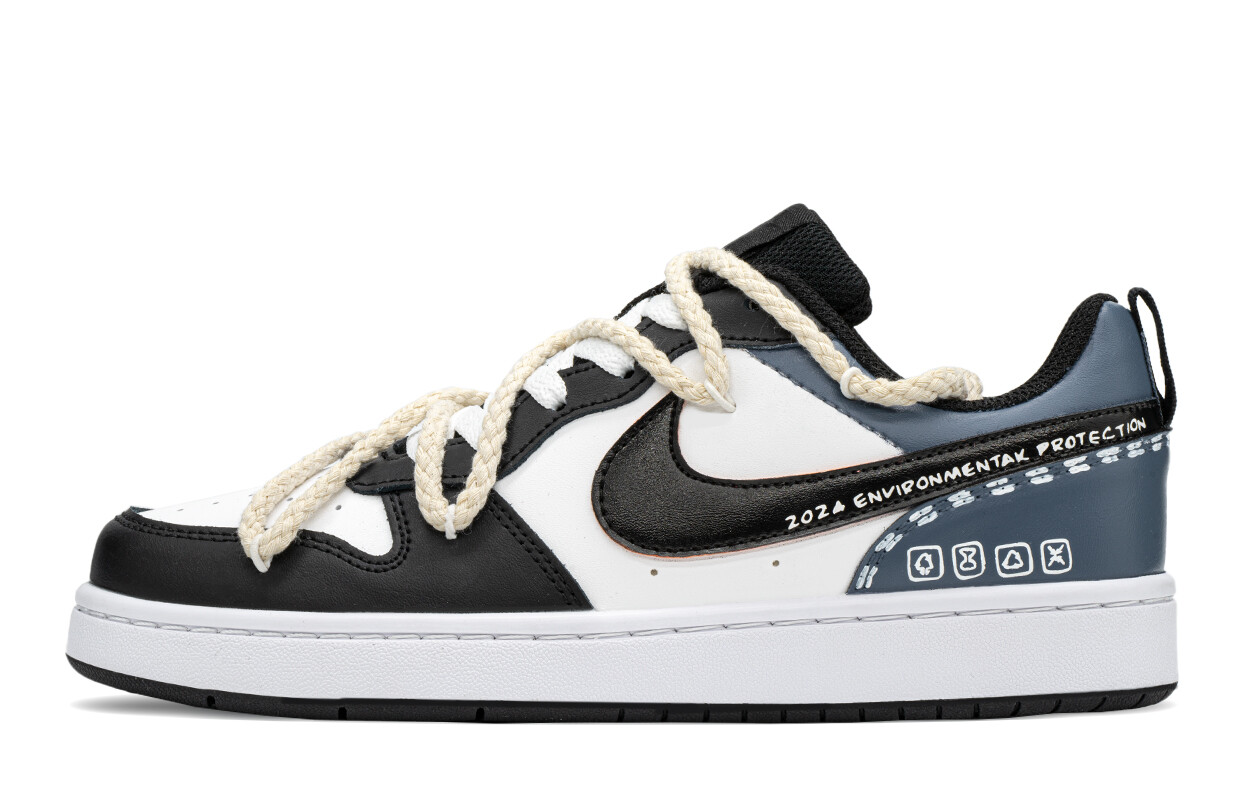 

Кроссовки Nike Court Borough Skateboarding Shoes Women's Low-top Black/white/blue, синий/черный/белый