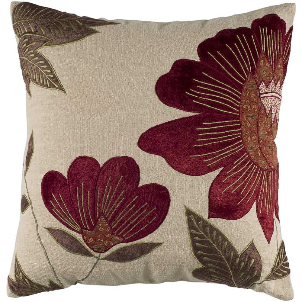 

Наволочка бархатная Rizzy Home Floral, красный