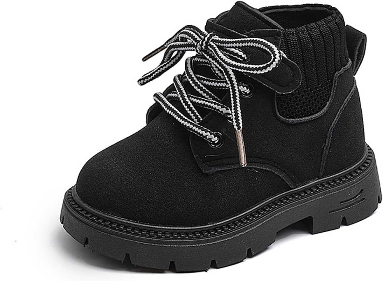 

Детские ботинки для девочек и мальчиков, боевые, для походов и снега, водонепроницаемые, с нескользящей подошвой, модные рабочие ботинки на щиколотку с шнуровкой и боковой молнией для маленьких и больших детей Generic, A01 Black