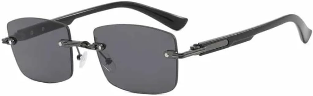 

Солнцезащитные очки с защитой UV400 | Без оправы, прозрачные, в стиле панк | для женщин и мужчин, для занятий спортом на открытом воздухе и вождения DSVIGF, Black Gray