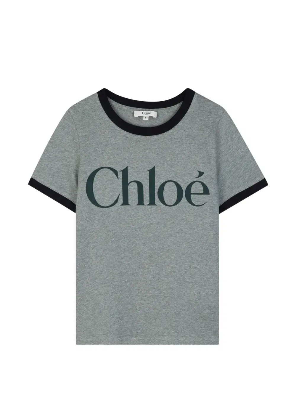 Футболка с логотипом и контрастной отделкой Chloé Kids, серый