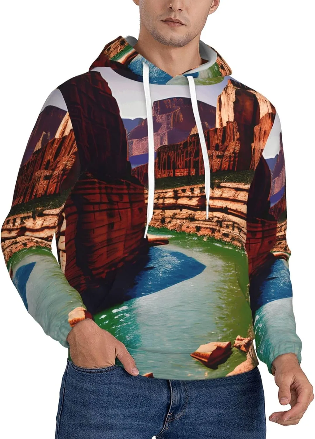 

Толстовка с капюшоном BaerK для мужчин, флисовая, с принтом Grand Canyon