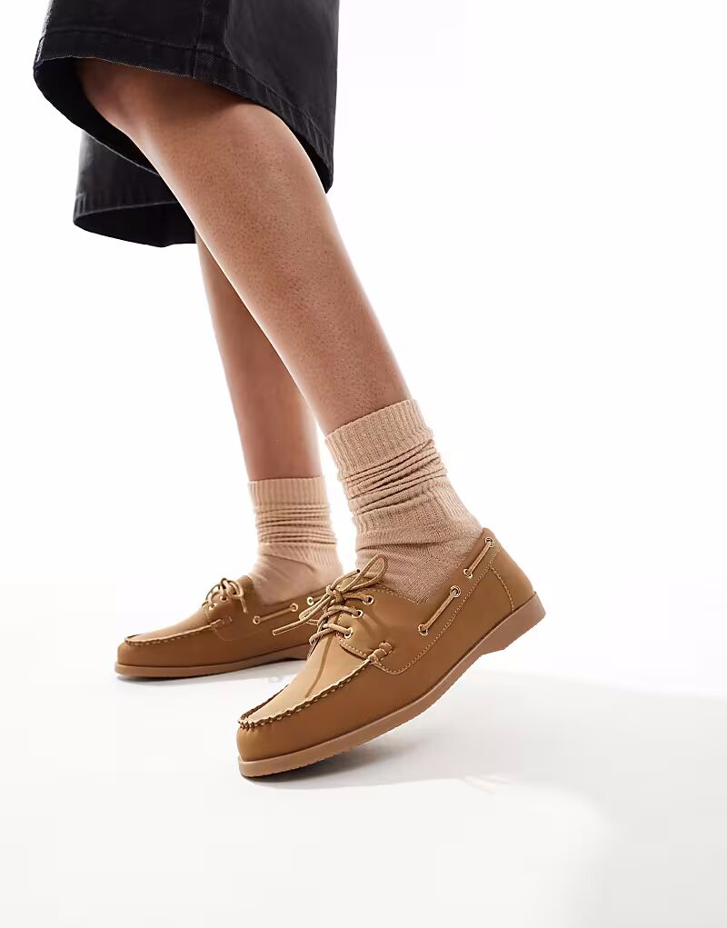 Туфли-лодочки London Rebel Wide Fit со шнуровкой коричневого цвета — фото 3