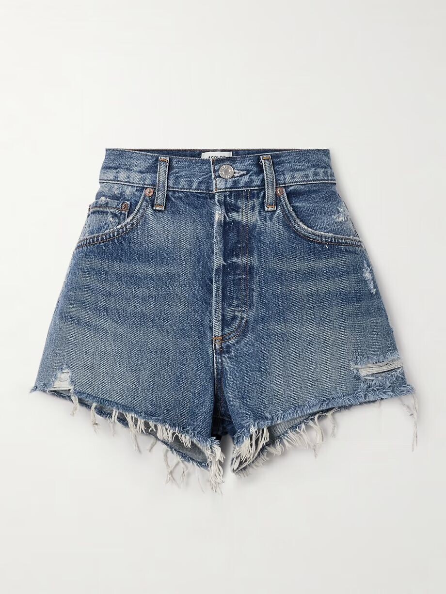 

Parker Vitntage Cutoff шорты из органического денима Agolde, цвет Mid denim