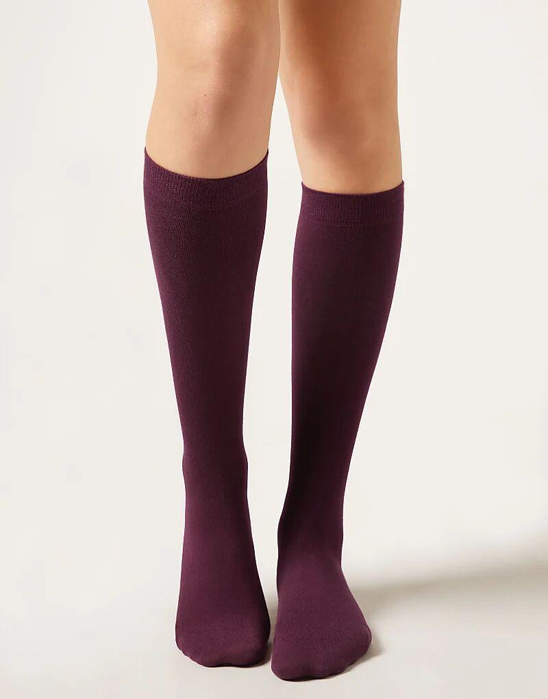 

Длинные атласные носки из хлопка Calzedonia цвета бордо