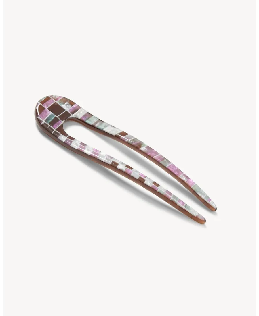 Французская заколка для волос Machete, коричневый shell checker — фото 2