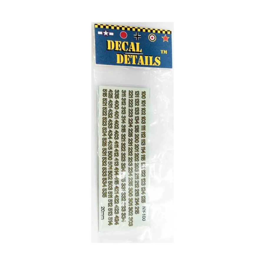 

Номера ББМ — черный контур с желтым центром, Historical Miniature Decals