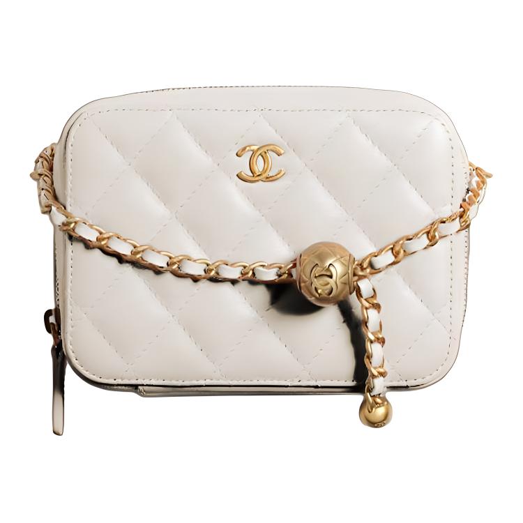

CHANEL Сумка для фотоаппарата из овчины, квадратная, редкая, для посетителей, белая, женская