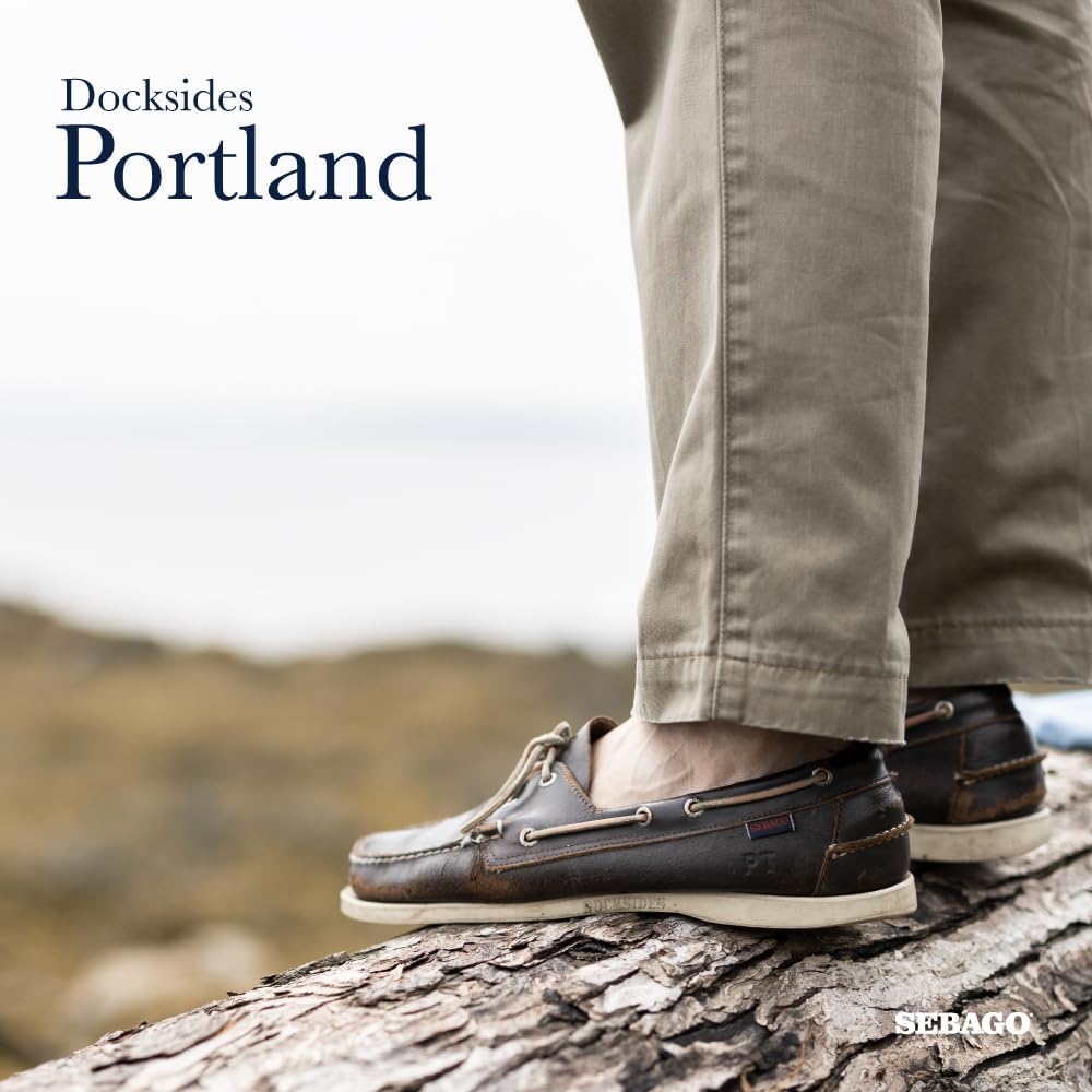 Мокасины Sebago Portland из натуральной кожи, сшитые вручную, с кожаной подкладкой и нескользящей резиновой подошвой, темно-коричневый — фото 2