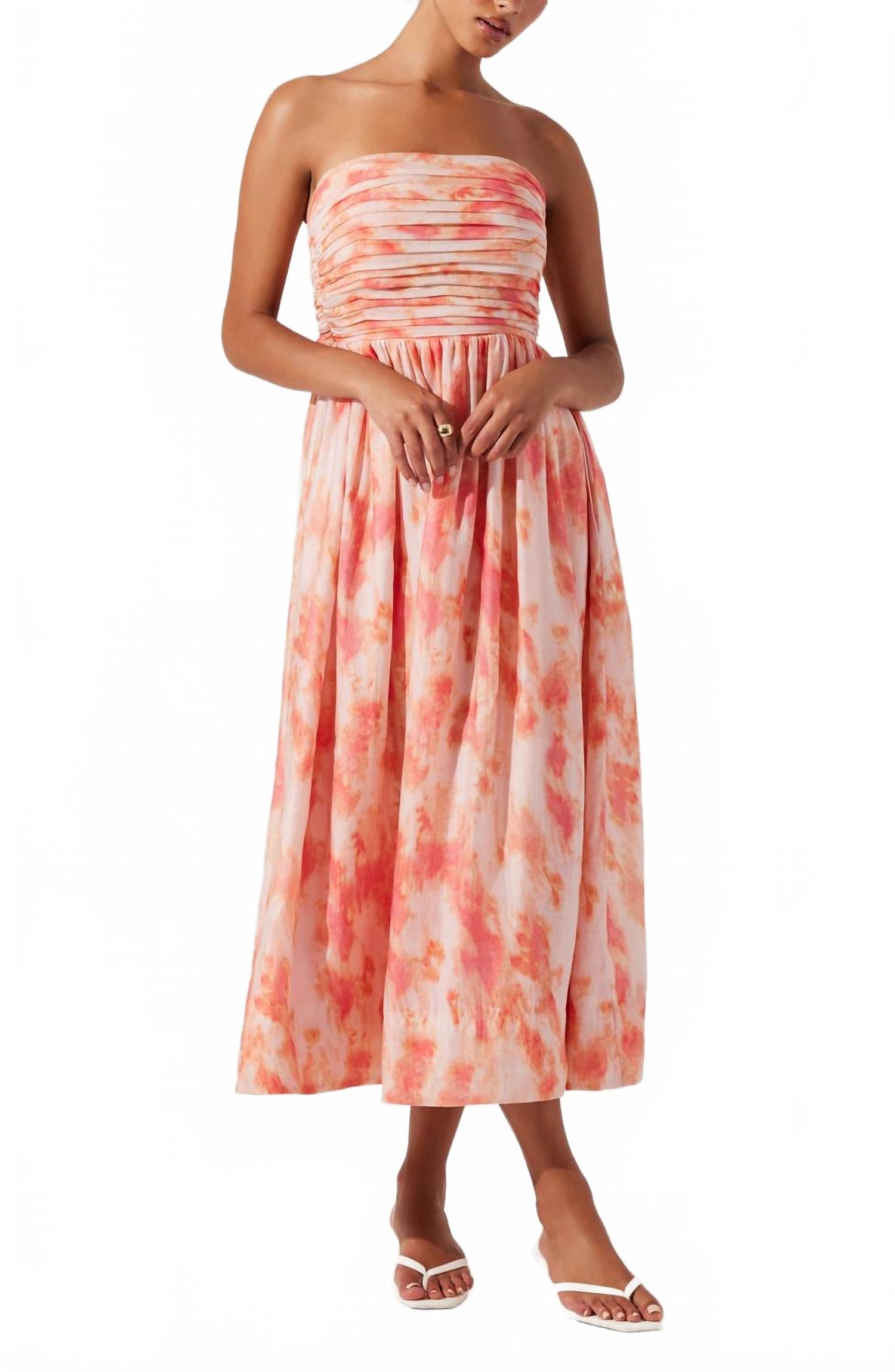 

Аниша Миди-платье в коралловом тай-дае ASTR