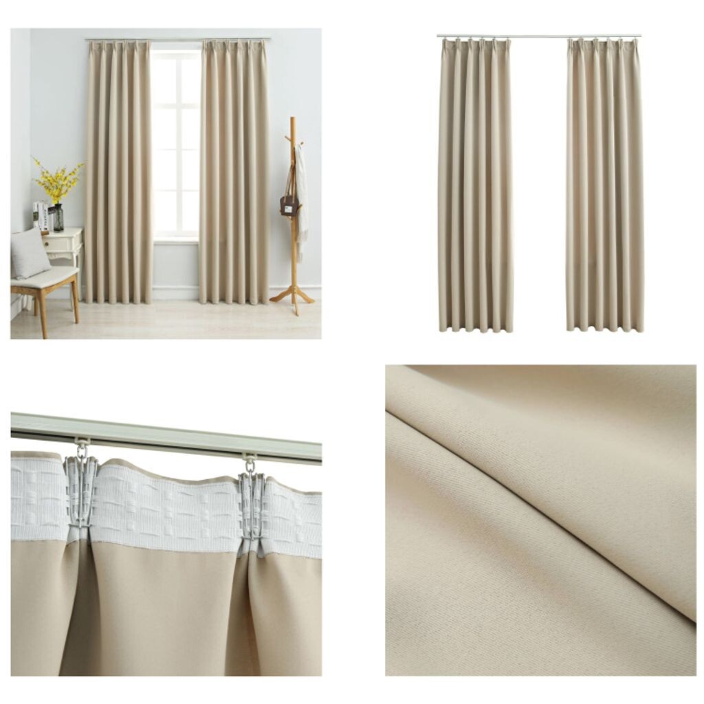 

VidaXL Плотные шторы с крючками 2 шт. Бежевые 140x225см - Шторы - Шторы - Шторы с металлическими люверсами - Шторы с металлическими люверсами, бежевый