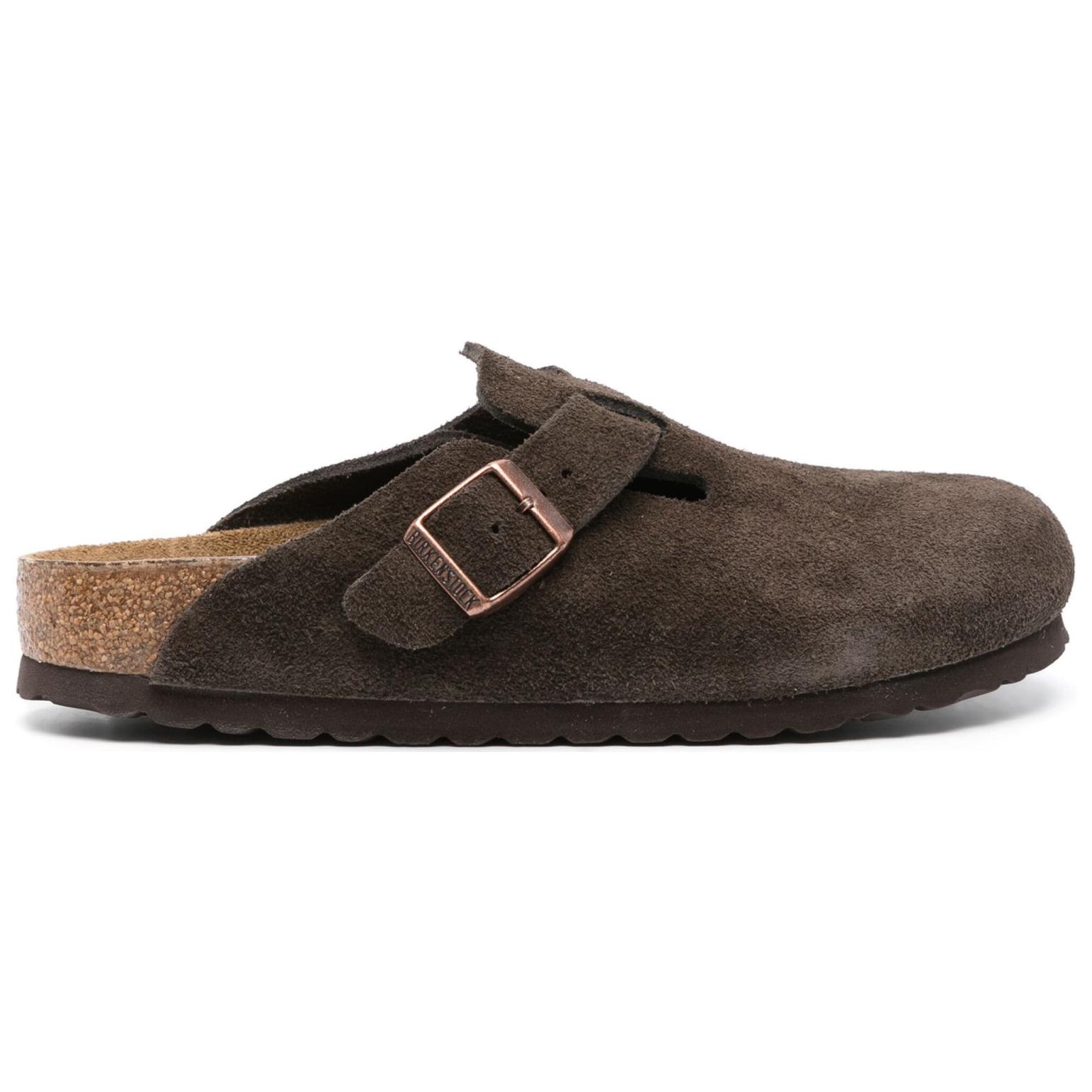 Бостонские замшевые тапочки Birkenstock, Умбра — фото 2