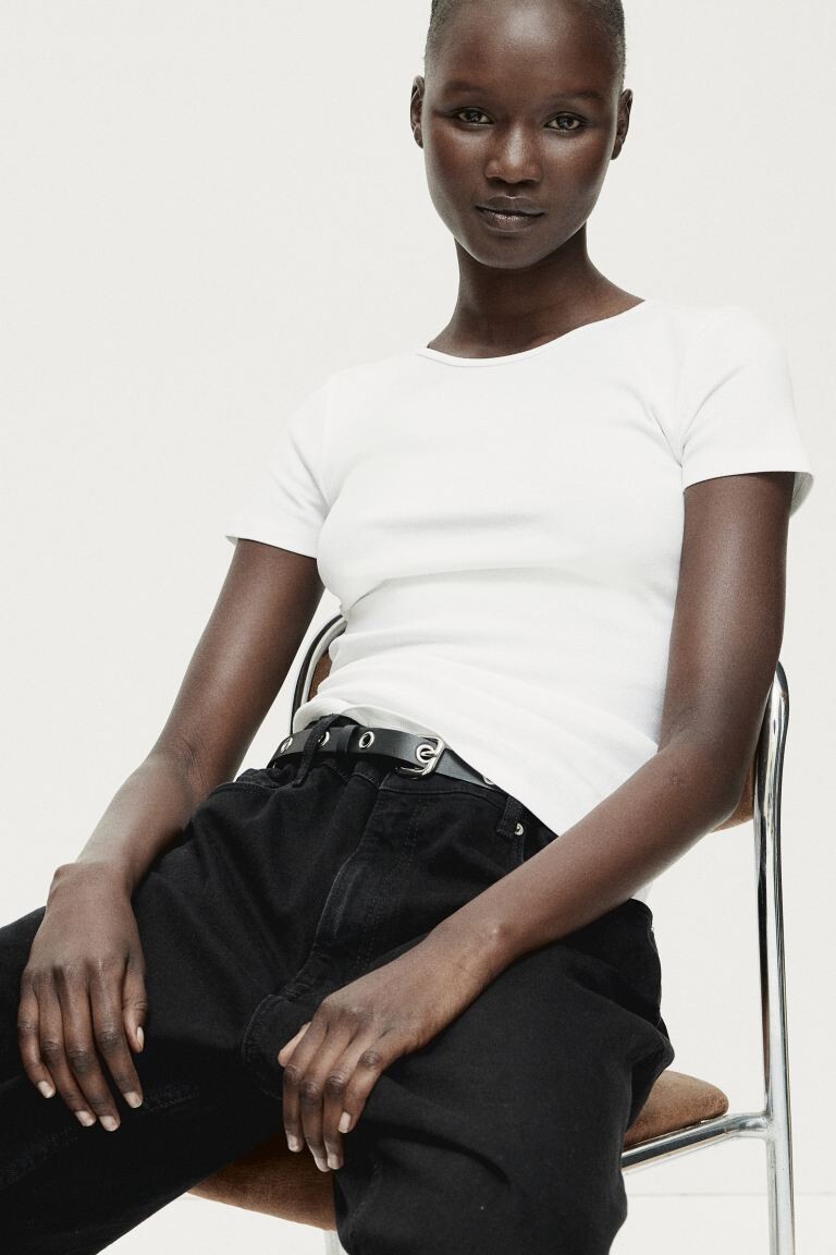 

Рубчатая футболка H&M, белый
