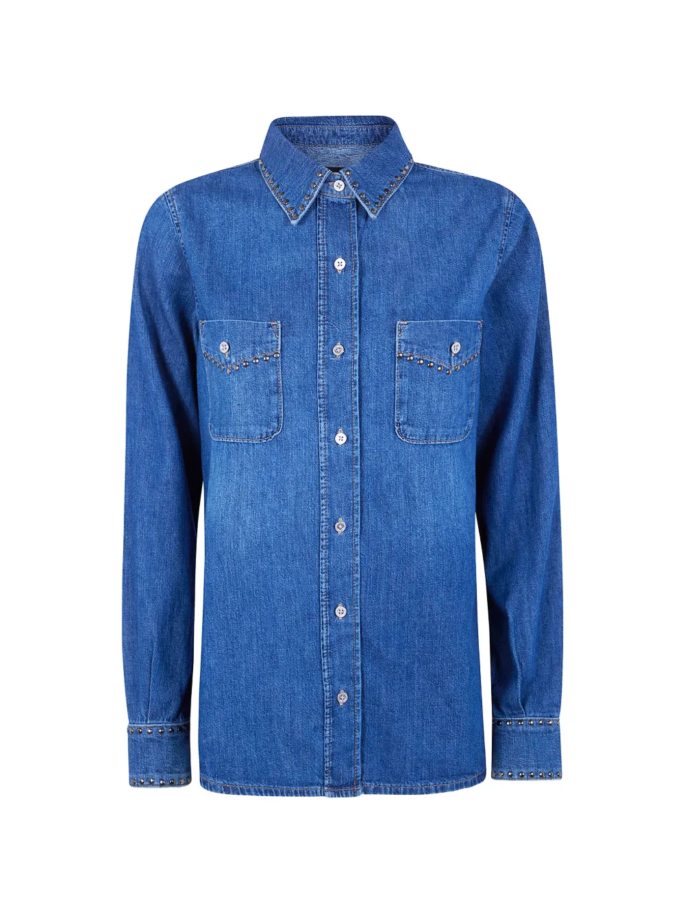 

Рубашка с нагрудным карманом и отделкой заклепками 7 For All Mankind, синий