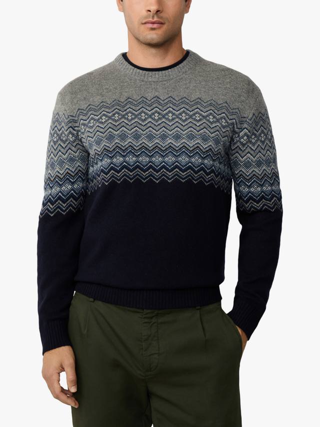 

Свитер с узором фэр-айл Hackett London, Midnight Blue