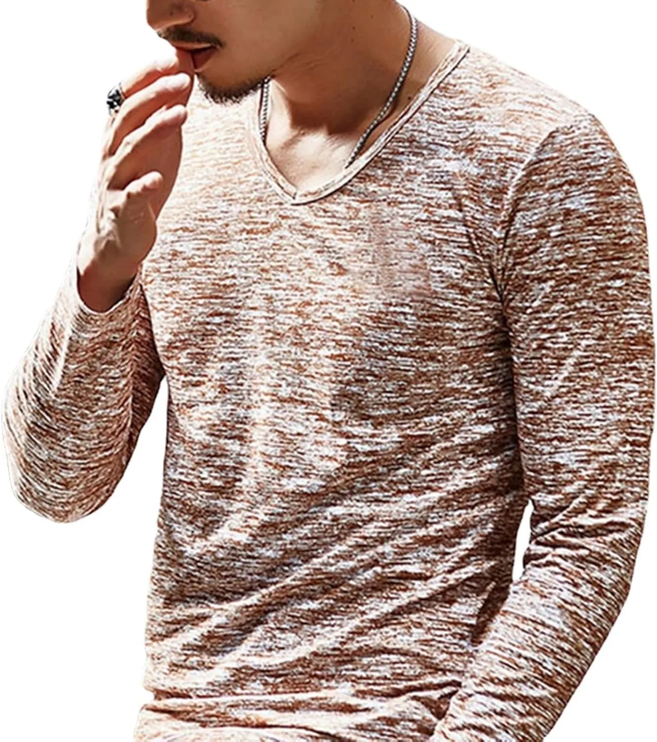 

Мужская футболка Camo Performance — легкая, с V-образным вырезом, длинным рукавом, Slim Fit HEJIGOOD