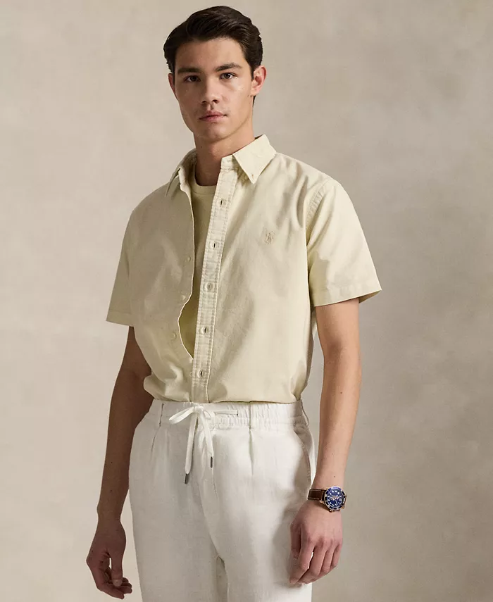 

Мужская классическая оксфордская рубашка с минеральной окраской Polo Ralph Lauren, коричневый/бежевый