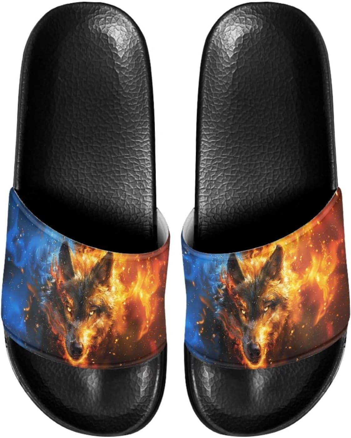 

Мужские Нескользящие сандалии с ЭВА, шлепанцы для бассейна, дома и пляжа, удобные с открытым носком, на плоской подошве, с одной лентой, для душа, с мягкой кожей Psesaysky, Wolf Flame