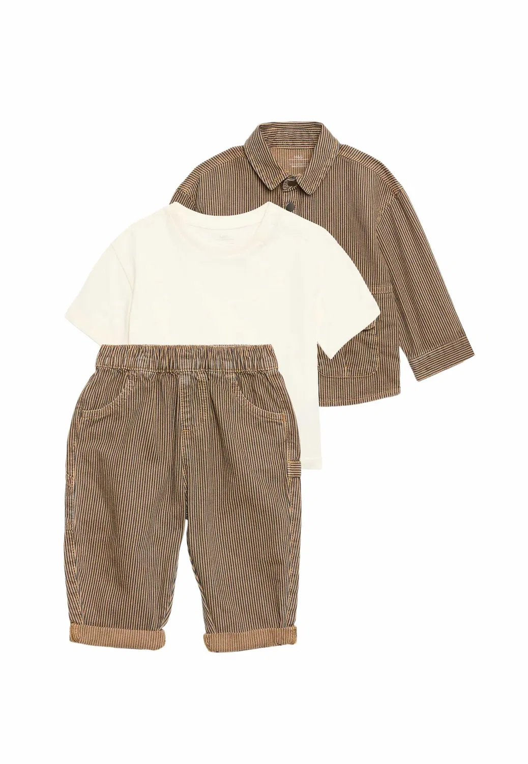 Комплект из 3 предметов унисекс - базовая футболка Marks & Spencer, Camel Mix — фото 2