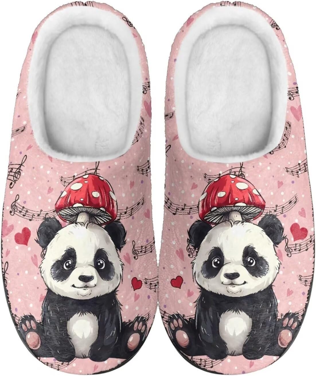 

Мужские и женские плюшевые тапочки для пары, фланелевые теплые мягкие уютные тапочки, домашние тапочки для спальни и улицы, размеры 3-15 Zcfygdx, Cute Panda Mushroom Pattern Print