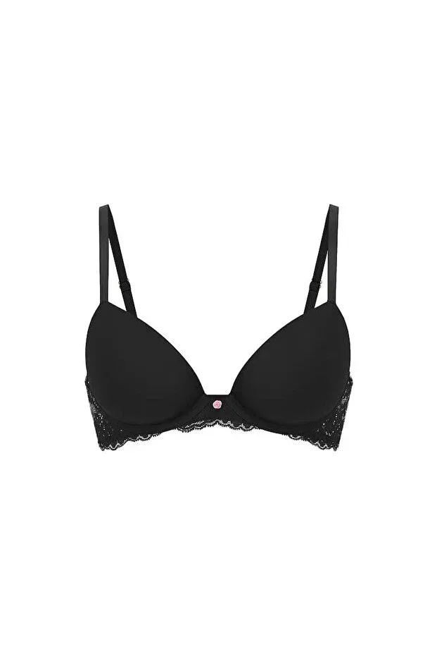 Женский бюстгальтер-пуш-ап на косточках с кружевным воротником Victoria'S Secret, Black — фото 3