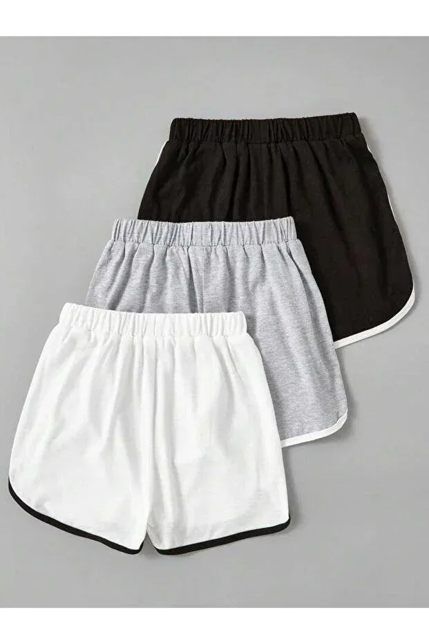 Детские шорты для девочек с принтом 3-шт Brooklyn New York Morning Kids, Black-Gray-White — фото 2