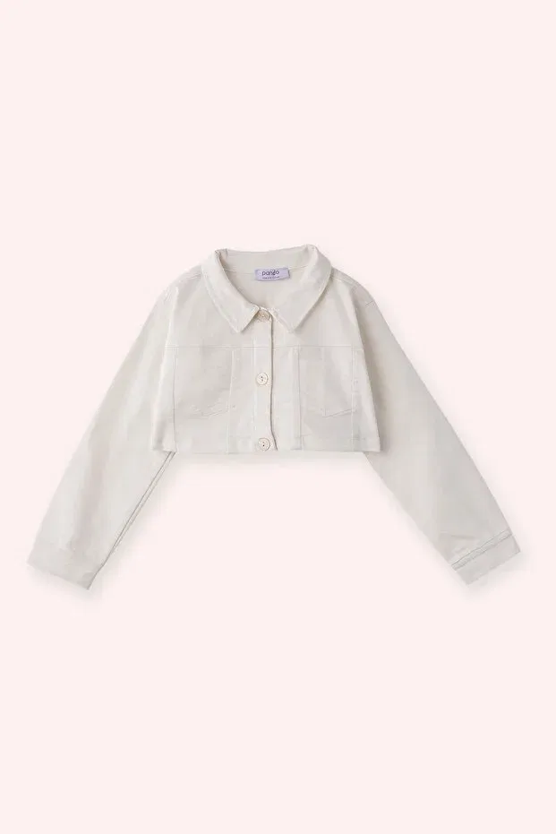 Детский жакет для девочек хлопковый Crop Jacket Panço, Ekru
