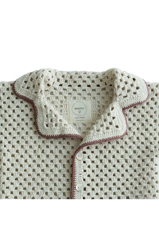 Детская рубашка для мальчиков хлопковая Rainbow Organic Cotton Shirt Bienvenu Baby, Nude Color — фото 4