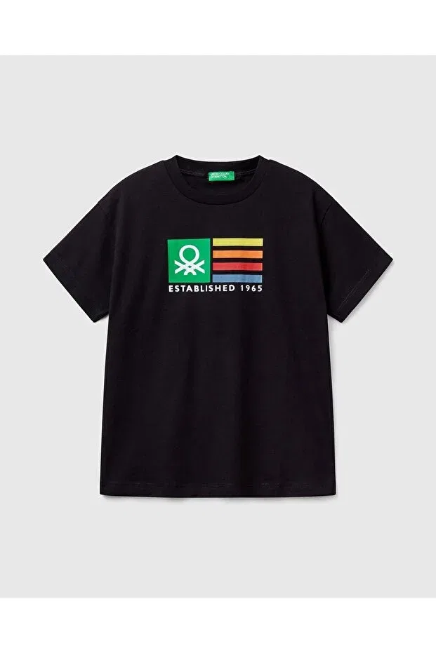 Детская футболка для мальчиков с принтом Benetton Logo United Colors Of Benetton, Black