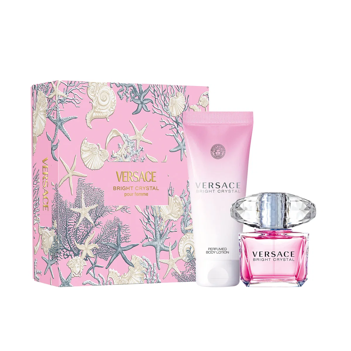 Женский парфюмерный набор VERSACE Pink Diamond Crystal, 90 мл + 150 мл, Цвет: Pink