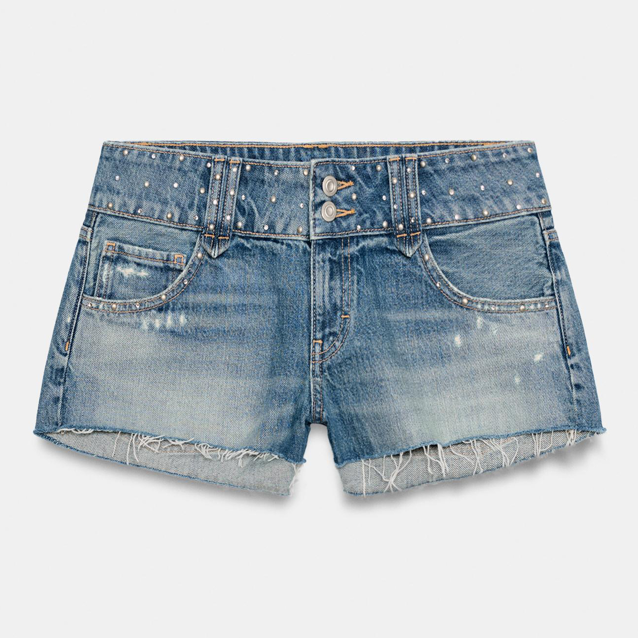 Шорты Zara TRF Mini Denim With Studs, индиго