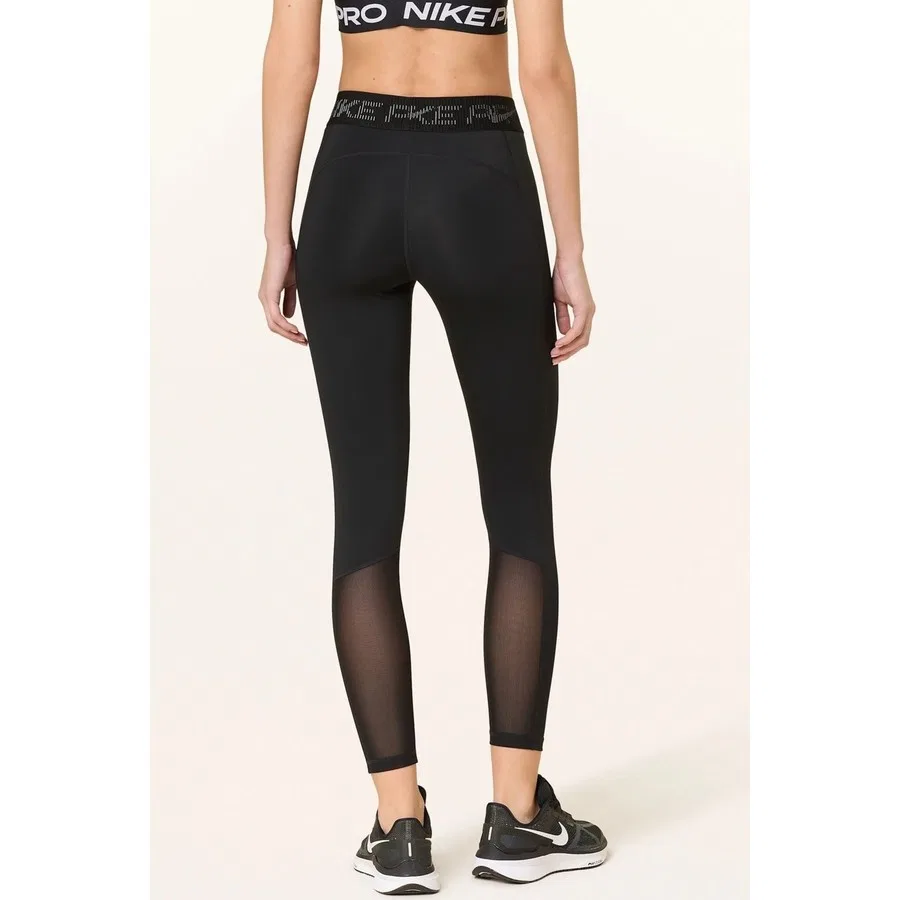 Леггинсы спортивные с сетчатыми вставками Nike Pro Dri-FIT MR 7/8 Tight, Черный — фото 2