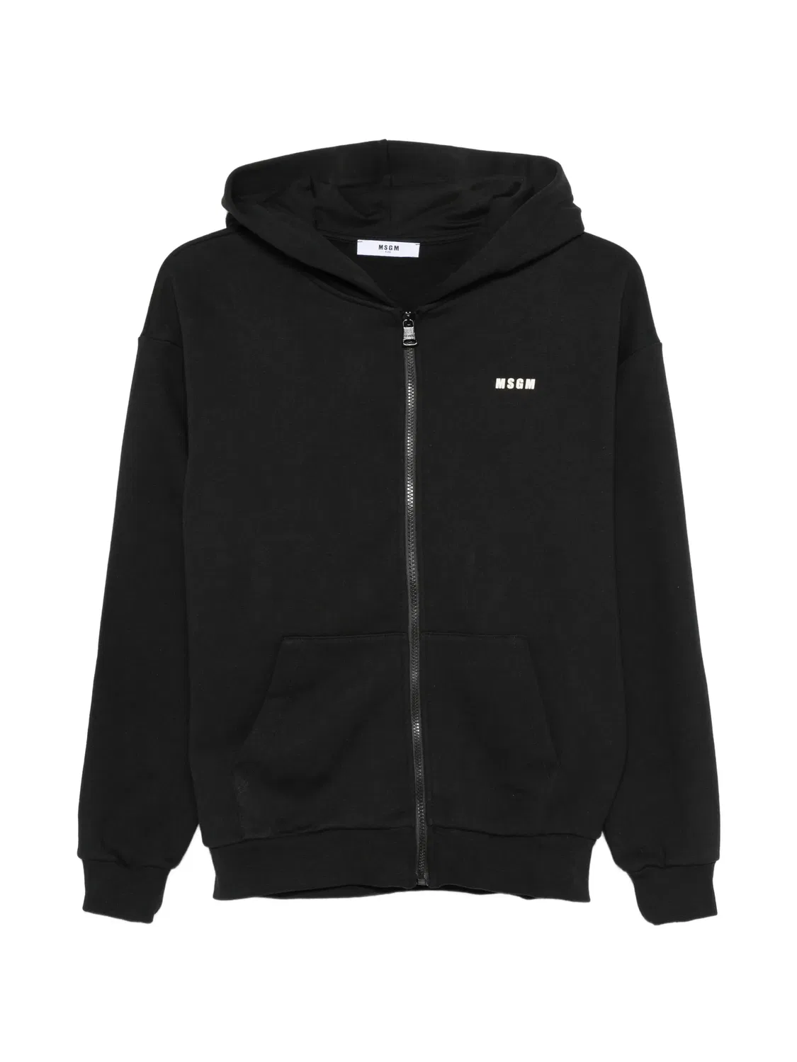 Худи на молнии из хлопка MSGM, черный