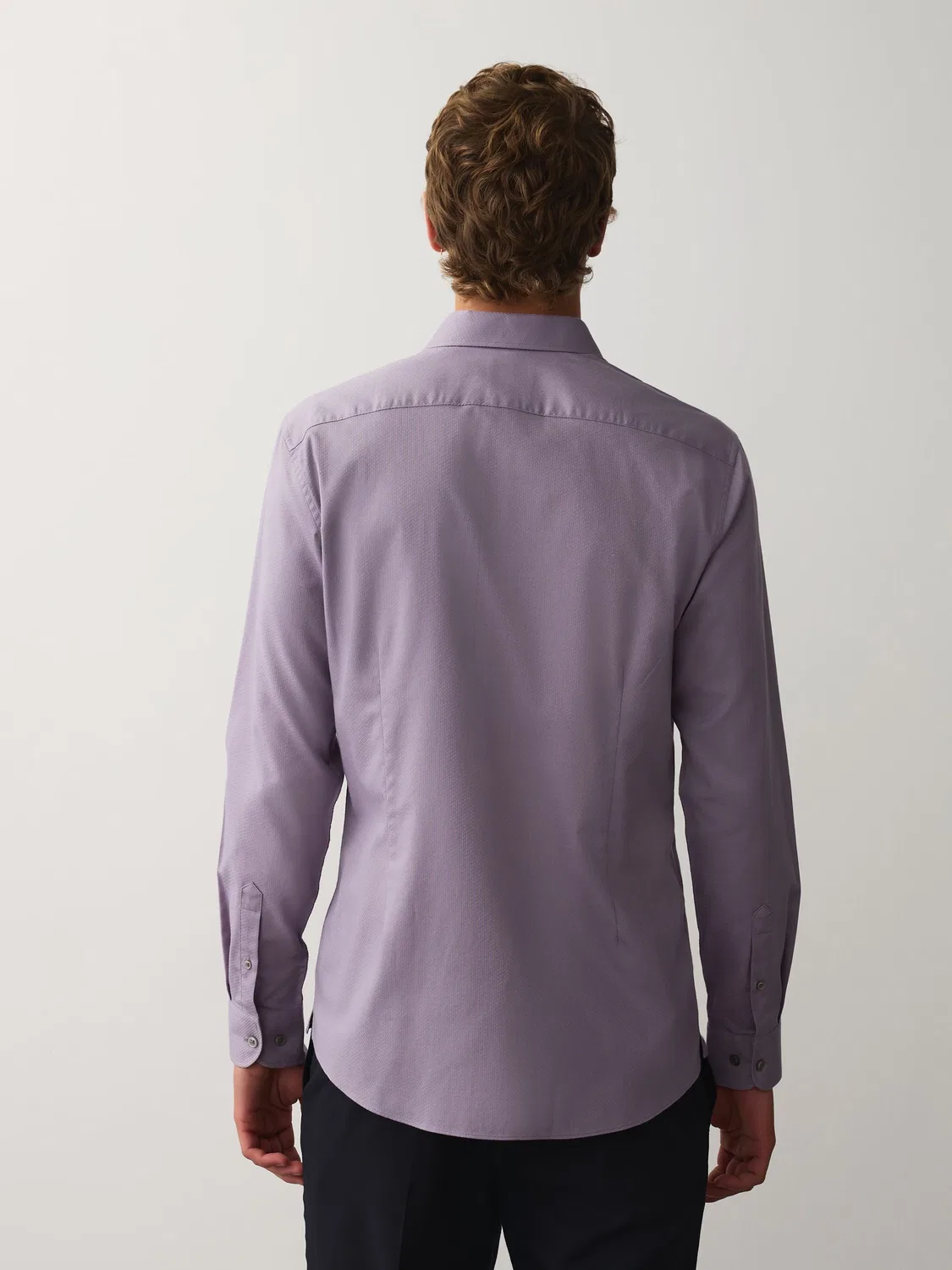 Рубашка с текстурой, slim fit Next, сиреневый — фото 3