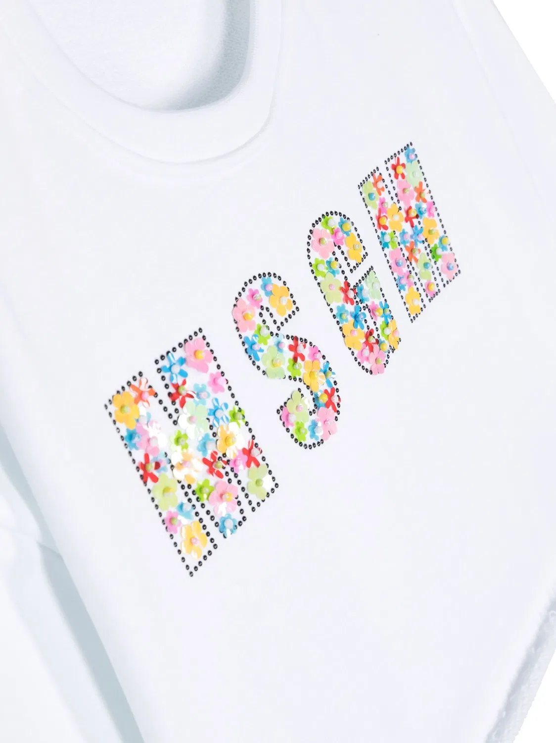 Свитшот с цветочными пайетками MSGM, белый — фото 2
