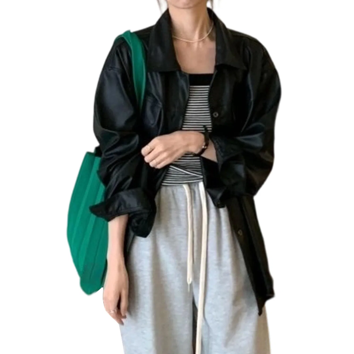 Женское свободное пальто с длинным рукавом, Black