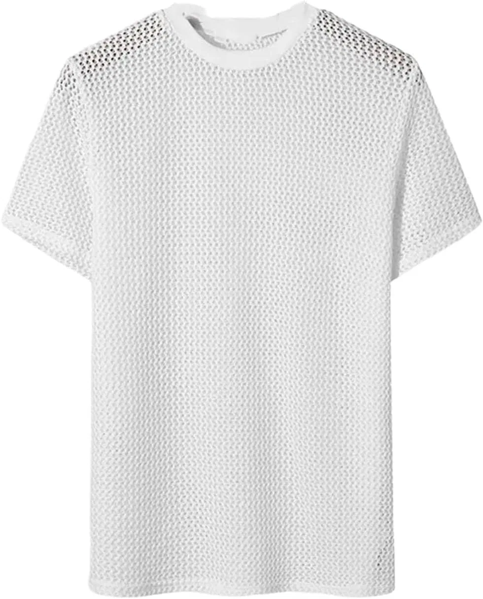 Мужская футболка с сетчатой вставкой Casual O-Neck, White