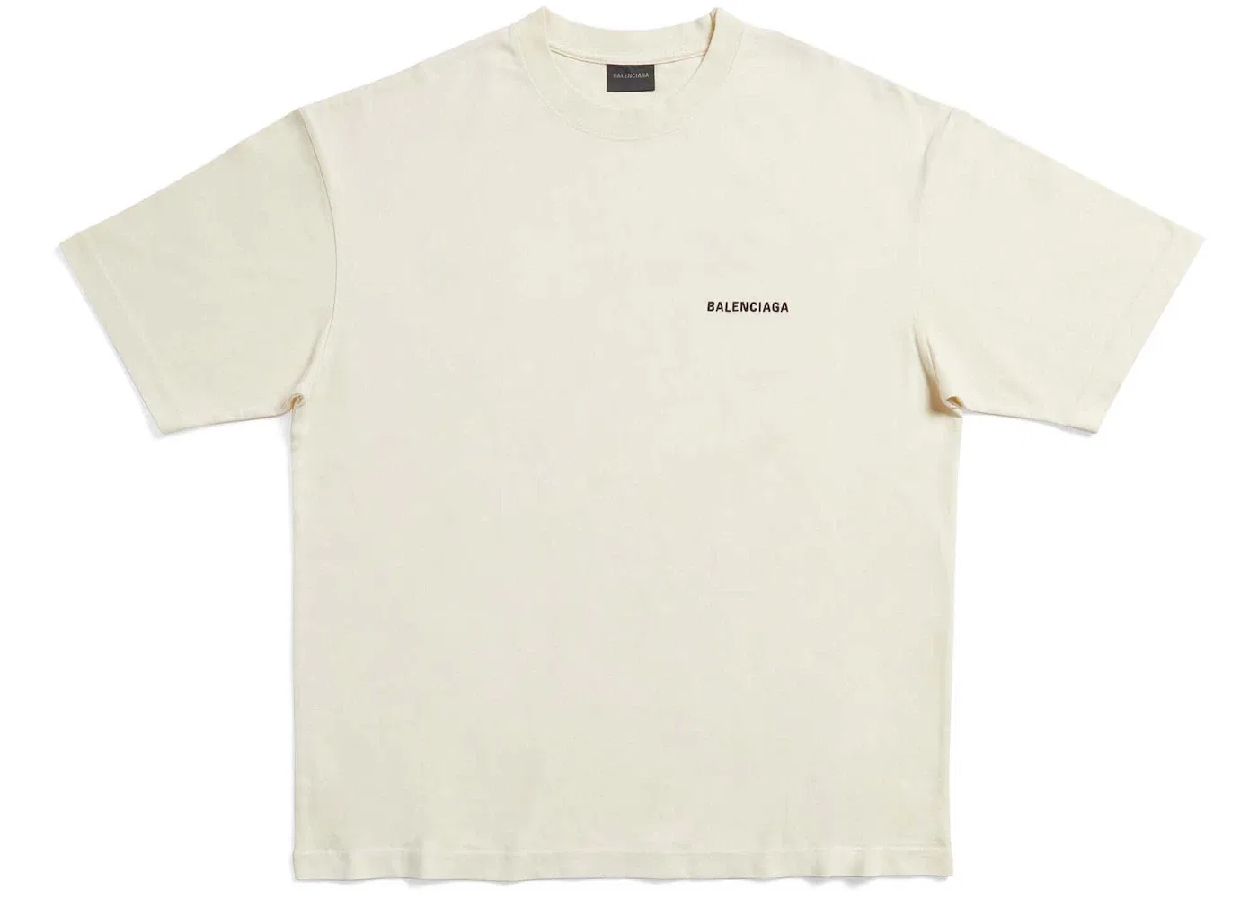 Мужская футболка с принтом Balenciaga Back Logo Medium Fit T-shirt, Cream