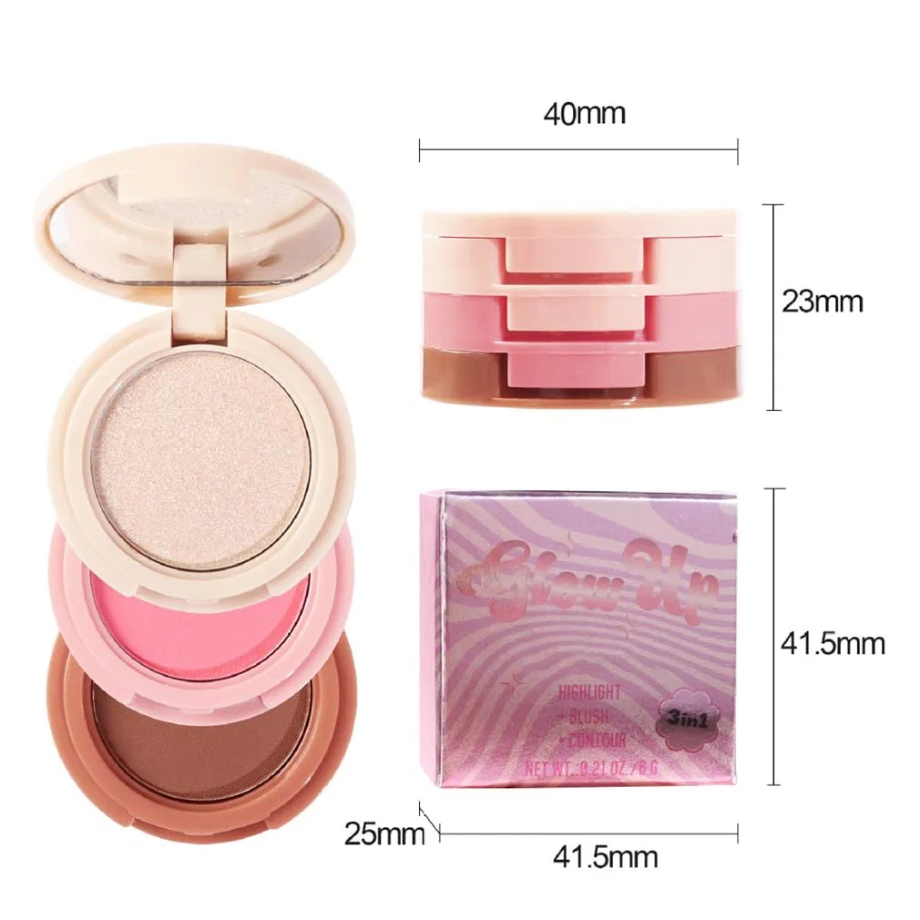 3-in-1 Makeup Palette, Highlighter & Contour & Blush, HADAVAKA, 6 g, 02# — фото 3
