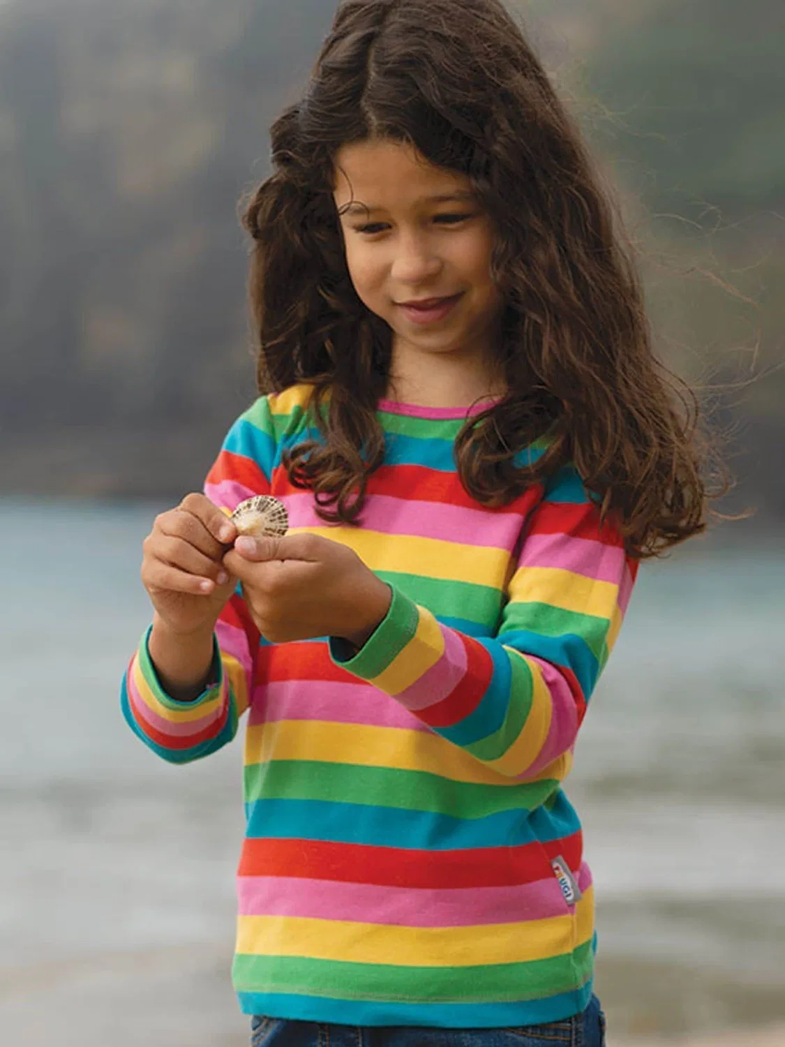 Футболка с длинным рукавом Rainbow Stripe Frugi, розовый