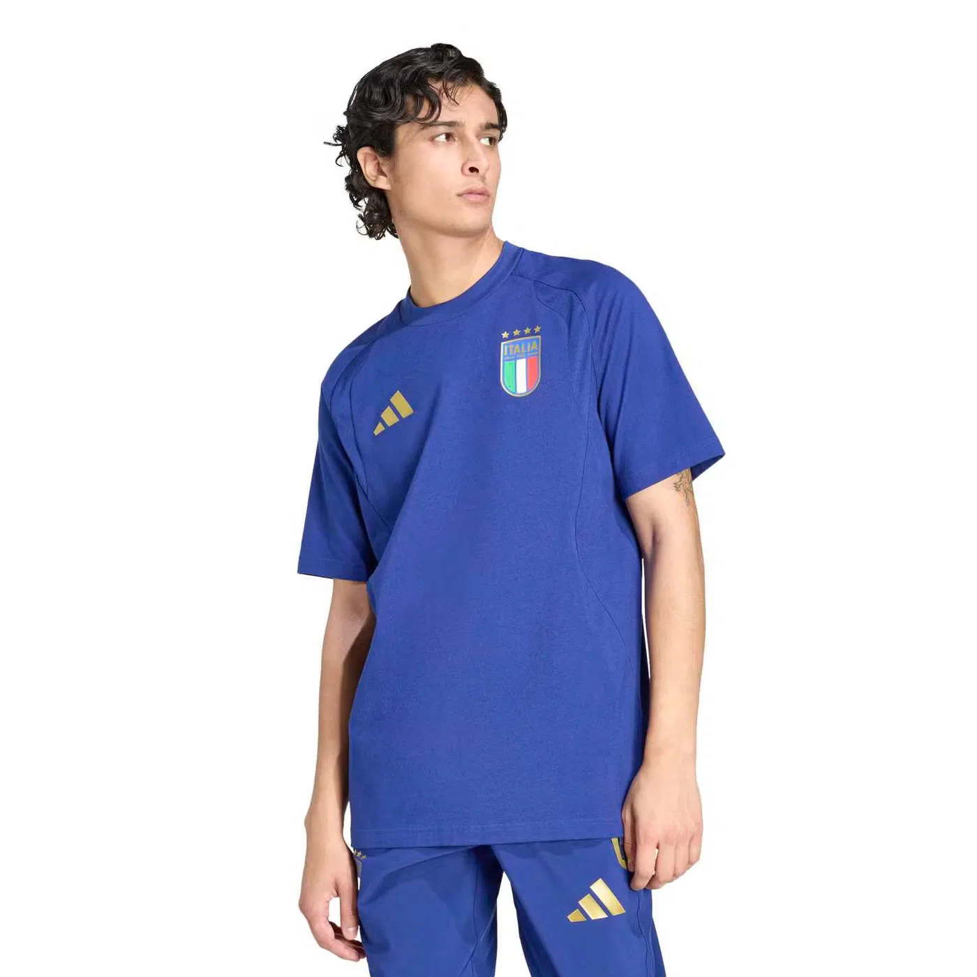 Футболка с принтом Italy Tiro Travel Adidas, синяя — фото 2