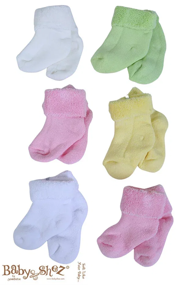 Детские носки для новорожденных хлопковые 6 шт Baby Shez, Pink — фото 2